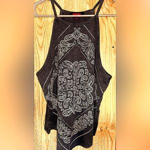 Women’s Dark Grey Boot Barn Paisley Bandana Print Spaghetti Strap Top Size XL